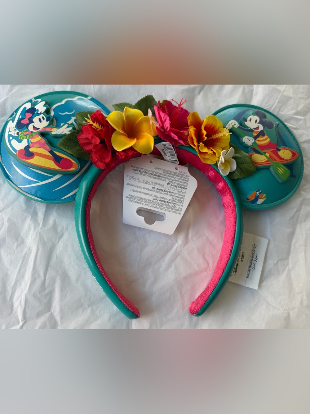 Disney Teal & Pink Tropical Flower Ears Headband